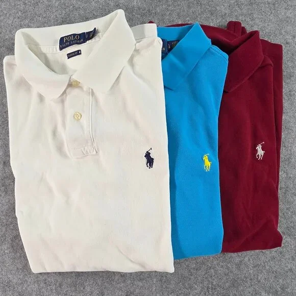 Polo Ralph Lauren Mens Size L Bundle - 3 Classic Fit Mesh Polo Shirts - Picture 1 of 8